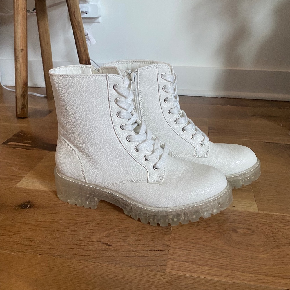 Women's White Combat Boots